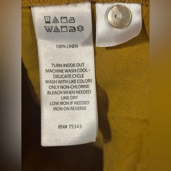 Sigrid Olsen 100% Linen Button Front Tunic Top Womens Size 1X Mustard Yellow NWT - Picture 3 of 6